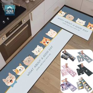Cute Cat Kitchen Floor Mat Anti Slip Bedroom Living Room Bedside Area Rug Hallway Soft Washable Carpet