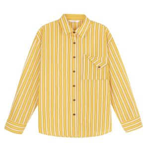 MoZao Womens Striped Shirt Loose Long Sleeve Turn-down Collar Fashion Design Cotton Blend Slimming Top for Autumn 2025