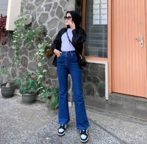 cutbray haigwaist cewek jeans celana jeans cutbray wanita