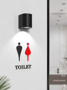 High-End Mens and Womens Toilets Signboard Hotel Public Toilet Signs Toilet Door Signs with Lights Creative WC Acrylic Signboard Custom Charging Sensor Luminous Notice Board Affordable Luxury Fashion