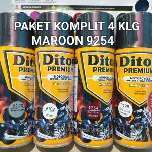 Pilok Cat Semprot Diton Premium Maroon Maron Marun 9254 Primer Grey Epoxy 9120 White Putih 9102 Clear 9128 Pilox Paket Komplit Paketan Lengkap 4 kaleng 400cc
