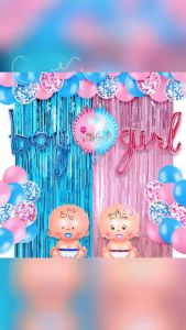 Gender Reveal Party Supplies set Pink Blue Wearth Arch Balloons Girls or Boys Foil Balloon Metal Rain Foil Curtain Gender Reveal Party Baby Photo Background Suitable for Baby Shower Decorations