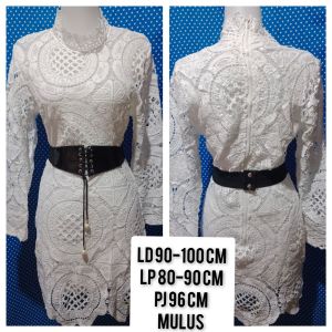 MINI DRESS GAUN PESTA BACKLESS BODYCON BRUKAT PUTIH 310