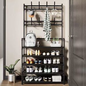 4/5-Layer Shoe Rack Shelf Multifunctional Shoe and Hat Rack Rak Pakaian Rak Kasut Hanging Organizer Hanger Clothes Rack