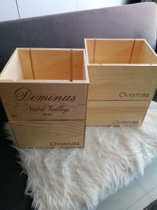 4 for 65 wooden wine boxes or crates for decoration or planting or storage or DIY art and crafts or other furniture purpose or projects purposes