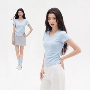 Jeanswest | Summer Slim Fit Design Blue V-Neck T-Shirt