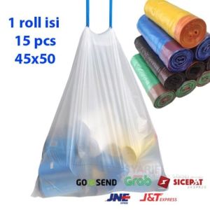 PLASTIK SAMPAH 45X50CM ISI 15 tali / 20 LEMBAR tanpa tali / KANTONG PLASTIK GULUNG ROLL / PLASTIC TRASH