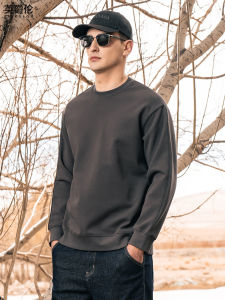 Enjeolon American Style Mens Sweatshirt 320G Heavyweight round Neck Long Sleeve Breathable Moisture Wicking Regular Fit