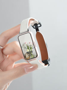 Huawei Band 9 Compatible Leather Strap with Magnetic Buckle for Men Smart Watch Replacement Bracelet Suitable for Honor Models