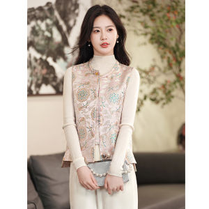 Shan Day New Chinese Style Vest Autumn Winter Outerwear High-End Satin Floral Embroidery National Style Womens Jacket Top