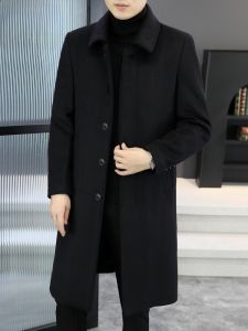 HENGYUANXIANG | Warm Woolen Coat For Men Knee-Length Mid-Length Fashionable Urban Style Youth Casual Long Sleeve Single Button Closure Coat