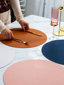 Large round Leather Dining Mat Waterproof Heat Resistant Tray Mat Tea Table Mat Ideal Suspended Table Board Mat Pad Nordic Style