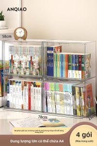 WEIAI | Hộp Lưu Trữ Sách Trong Suốt Chống Bụi Dành Cho Học Sinh Kệ Hiển Thị Dung Lượng Lớn