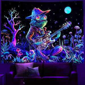 Psychedelic Astronaut UV Fluorescent Tapestry Aesthetics Wall Hanging Hippie Alien Bedroom Wall Hanging Tapestries Room Decor ﻿
