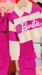 SETELAN BAJU SWEATER ANAK PEREMPUAN TERVIRAL MOTIF KRAH BARBIE UNTUK USIA 1-12 TAHUN