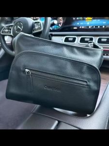 Black Leather Mens Crossbody Bag Large Capacity Single Shoulder Bag Versatile Simple Classic Bag Casual Style Soft Fabric