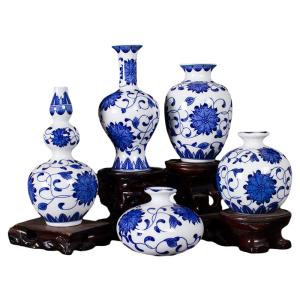 Vintage National Style Blue and White Ceramic Flower Vase