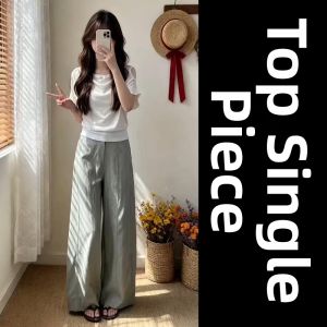 LIRUSHAN | Slimming Comfort White Short Sleeve Top and Wide Leg Pants Set