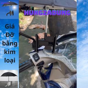 Giá Đỡ Kim Loại - Kẹp Điện Thoại Dành Cho Xe Máy Có Ô - Dù Dùng Che Nắng Che Mưa