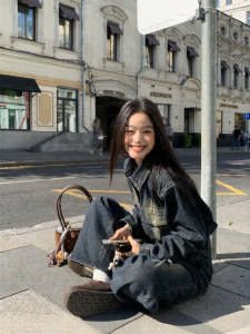 NIHAOKANONG | Áo Sơ Mi Jean Vintage Đắp Vải Phong Cách Xưa