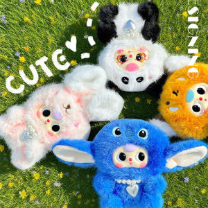 Hot 12/23cm Cute leather-faced dollsPlush Toys Cute Panda rabbit Pendants Soft StuffedDoll Keychain Bag Decor Kids Birthday Gift