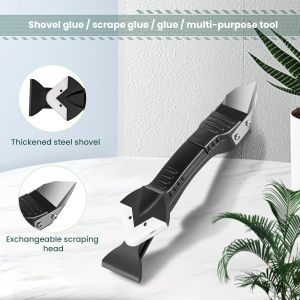3-in-1 9-Piece Silicone Sealant Tool Kit - Caulk Finisher Smoothing Scraper Floor Grout & Mold Remover Hand Tools