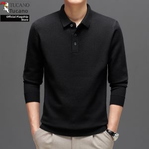TUCANO | Wool Mens Pullover Polo Sweater Solid Color Versatile