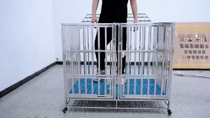 Papapet  Stainless Steel Dog Cage Heavy Duty Pet Kennel for Medium Large Dogs with Tray Wheels Matibay at matibay interval Anti-Bite & Anti-Escape