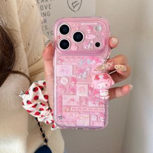 Sanrio | Luxury Double Layer Collage Melody Hot Sale Phone Case For iPhone 17 Pro 15 Pro 14 16 Pro Max Shockproof Protective Cute Cover