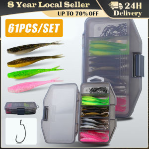 Fishing 61 Pieces of Luya Bait Fish Bait Scissor Tail Fish Soft Bait Fork Tail Fish Dual Color Soft Bait Soft Insect Biomimet