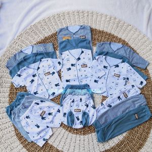 Paket hemat baju bayi new born paket baju baru lahir paket lengkap setelan baju bayi uniseks 0-3bulan seri denim