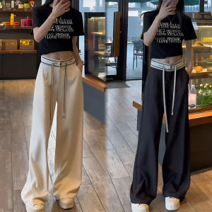 High Waist Wide Leg Pants Womens Casual Drapey Suit Pants Loose Slimming Straight Floor-Length Trousers Summer New Arrival