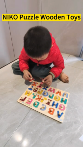 NIKO ABC Letter Digital Puzzle Wooden Toys For Kids Alphabet Number Shape Sorter Jigsaw Board Toys Early Educational Toys
