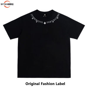 เสื้อยืดแขนสั้นผ้าฝ้ายสไตล์อเมริกันสำหรับฤดูร้อน ดีไซน์เก๋ไก๋ ลายดาว สำหรับผู้ชายและผู้หญิง เสื้อคอกลม ระบายอากาศได้ดี