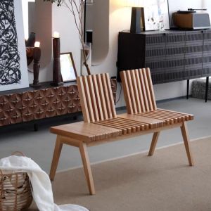 Folding Solid Wood Long Bench with Backrest