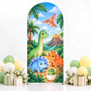 VIKAMA 2‑Sided Jungle Safari Animals Arch Cover Lion Elephant Giraffe Monkey Arched Backdrop for Baby Shower Boys Birthday Decor