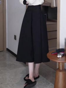 กระโปรงทรงเอเอวสูง กระโปรงยาวคลุมเข่า กระโปรงทรงเอ ทรงเข้ารูป ทรงเข้ารูป สไตล์ทำงาน ฤดูใบไม้ร่วง 2024 กระโปรงสั้นผู้หญิง