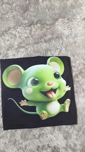 Kaos 3 dimensi pria motif animasi green mouse tshirt oblong katun 24s H040 by hans  co