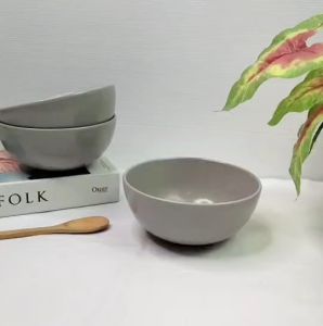 ถ้วย ถ้วยเซรามิค ชาม ชามเซรามิค ก้นลึก สีเทา มินิมอล 5.5นิ้ว เข้าไมโครเวฟได้