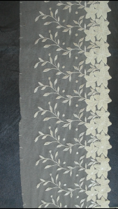 (Per Meter) RDT366 Renda Bordir Tile Cantik Broken White Lebar 19Cm