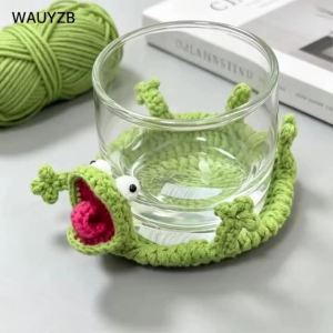 Tấm Lót Ly Móc Len Hình Thú Thủ Công Thảm Cà Phê Sáng Tạo Đồ Trang Trí Bàn Làm Việc Quà Tặng Tiệc Trà Tại Nhà - Tấm Lót Polyester Hoàn Thiện