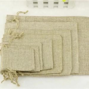 1pcs Linen Jute Drawstring Gift Bags Sacks Wedding Birthday Party Favors Drawstring Gift Christmas Bags Baby Shower Supplies