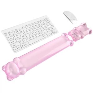 Cute Pink Bear Gel Keyboard Mouse Wrist Rest Ergonomic Hand Support Wrist Cushion Pain Relief Pad For Office Gaming Typing