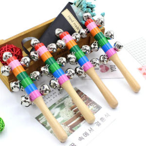 Orff Baby Rattle Toy Educational Early Education Wooden Hand Rattle Toys for Kids Musical Instrument Rattle 0-12 Months