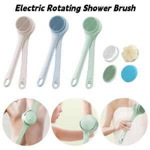 简素净 | Electric Rotating Shower Body Scrubber Cleaner Brush Double Handle Easy To Use Back Scrubbing Two Speed Exfoliator Bath Brushes