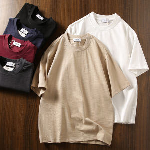 Comfortable Bamboo Rayon Short Sleeve T-Shirt round Neck Pure Color Casual Summer New Mens Fashion Urban Style Standard Fit
