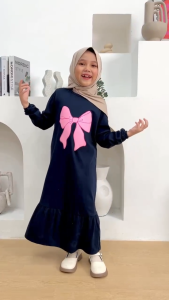 Hooneybee Husna Navy - Gamis Anak Perempuan Size 2 sampai 10 Tahun