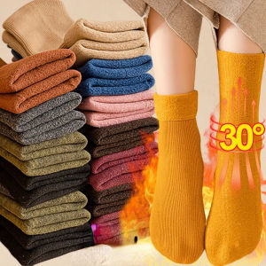 Women Men Winter Socks Warm Thicken Thermal Snow Boots Floor Socks Soft Velvet Cashmere Sock Sleep Solid Color Home Floor Socks