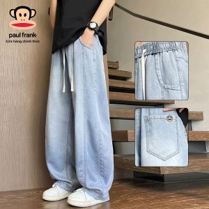 Paul Frank | Quần Jeans Nam Mùa Hè Rộng Thoáng Dây Kéo Chân Thẳng Đã Giặt Sẵn