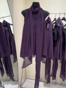 Elegant French Mesh Sensation Wealthy Sleeveless Ribbon Purple Pure Want Versatile Shirt Womens Summer 2025 Commute Style Loose Fit